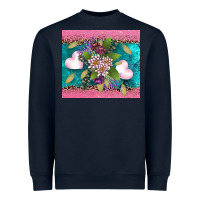 Navy v.d flowers and hearts Heavyweight Sweatshirt - AdoDesignShop