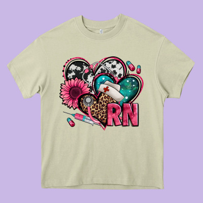 Rn Registered Nurse Hearts Heavy Core Tee Designed By Jasminsmagicworld