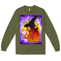 Army Green witch with crystal ball air freshener Long Sleeve Tee - BundleAndBundleShop