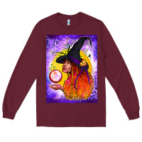 Burgundy witch with crystal ball air freshener Long Sleeve Tee - BundleAndBundleShop
