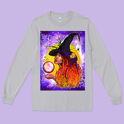 Witch With Crystal Ball Air Freshener Long Sleeve Tee Designed By Bundleandbundleshop