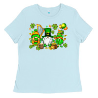 Baby Blue St. Patrick's Day gnomes Ladies Tee - OliviaCreatesArt