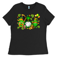 Black St. Patrick's Day gnomes Ladies Tee - OliviaCreatesArt