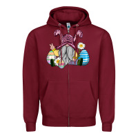 Burgundy easter gnome with eggs Zipper Hoodie - AdoDesignShop
