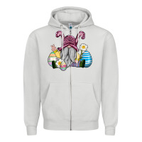 Dove Grey easter gnome with eggs Zipper Hoodie - AdoDesignShop