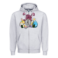 Heather Grey easter gnome with eggs Zipper Hoodie - AdoDesignShop