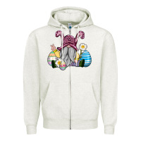 Oatmeal Heather easter gnome with eggs Zipper Hoodie - AdoDesignShop