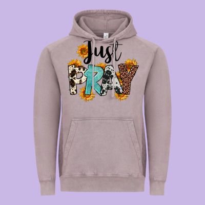 Just Pray Vintage Hoodie Designed By Fadigitalartstudio