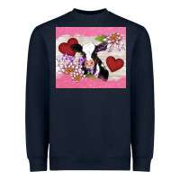 Navy lotus heart cow valentine Heavyweight Sweatshirt - AdoDesignShop