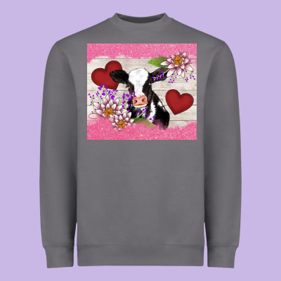 Lotus Heart Cow Valentine Heavyweight Sweatshirt Designed By Adodesignshop