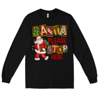 Black Santa Please Stop Here Long Sleeve Tee - FaDigitalArtStudio