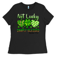 Black St. Patrick's Not lucky simply blessed Ladies Tee - OliviaCreatesArt