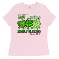 Bubblegum Pink St. Patrick's Not lucky simply blessed Ladies Tee - OliviaCreatesArt