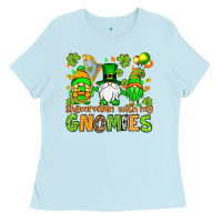 Baby Blue St. Patrick's Day shamrockin' with my gnomies Ladies Tee - OliviaCreatesArt