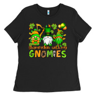 Black St. Patrick's Day shamrockin' with my gnomies Ladies Tee - OliviaCreatesArt