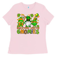 Bubblegum Pink St. Patrick's Day shamrockin' with my gnomies Ladies Tee - OliviaCreatesArt