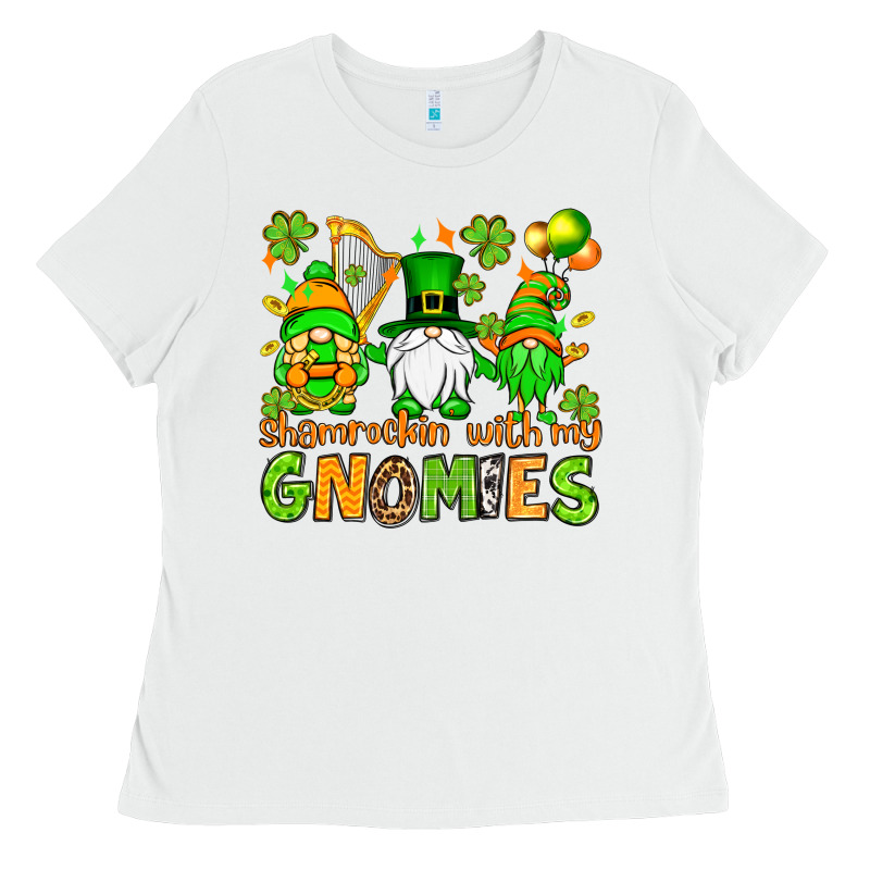 St. Patrick's Day Shamrockin' With My Gnomies Ladies Tee by OliviaCreatesArt | Teevron