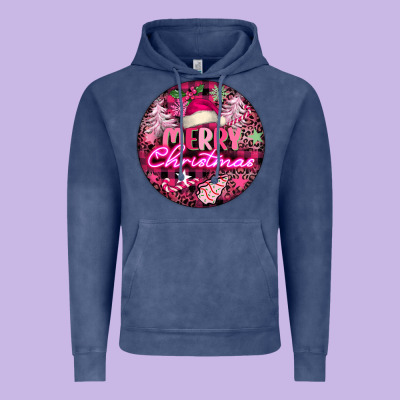 Pink Merry Christmas Vintage Hoodie Designed By Fadigitalartstudio