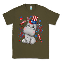 Army Green fourth of july hippopotamus Classic Tee - CowGirlArtShop