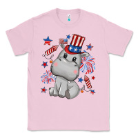 Bubblegum Pink fourth of july hippopotamus Classic Tee - CowGirlArtShop