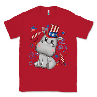 Red fourth of july hippopotamus Classic Tee - CowGirlArtShop