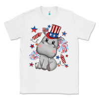 White fourth of july hippopotamus Classic Tee - CowGirlArtShop