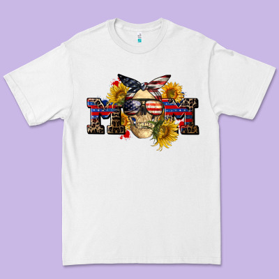American Mom Skull Premium Tee Designed By Cowgirlartshop
