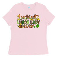 Bubblegum Pink St. Patrick's Luckiest lunch lady ever Ladies Tee - OliviaCreatesArt
