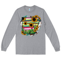 Heather Grey Arkansas Map Sunflower Cactus Serape Long Sleeve Tee - RanaPortraitStore