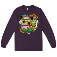 Plum Arkansas Map Sunflower Cactus Serape Long Sleeve Tee - RanaPortraitStore