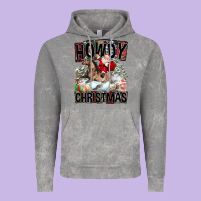 Howdy Christmas Rodeo Santa Vintage Hoodie Designed By Fadigitalartstudio