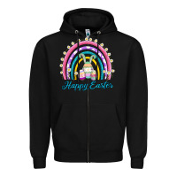 Black easter egg bunny rainbow Zipper Hoodie - AdoDesignShop
