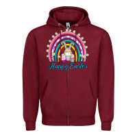 Burgundy easter egg bunny rainbow Zipper Hoodie - AdoDesignShop