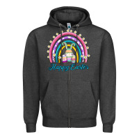 Charcoal Heather easter egg bunny rainbow Zipper Hoodie - AdoDesignShop