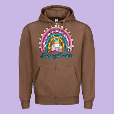 Easter Egg Bunny Rainbow Zipper Hoodie Designed By Adodesignshop