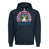 Navy easter egg bunny rainbow Zipper Hoodie - AdoDesignShop