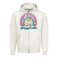 Oatmeal Heather easter egg bunny rainbow Zipper Hoodie - AdoDesignShop