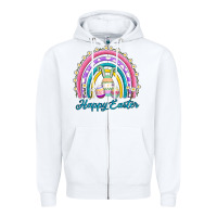 White easter egg bunny rainbow Zipper Hoodie - AdoDesignShop