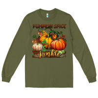 Army Green pumpkin spice junkie Long Sleeve Tee - BundleAndBundleShop