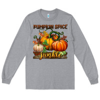 Heather Grey pumpkin spice junkie Long Sleeve Tee - BundleAndBundleShop