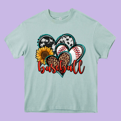 Baseball Hearts Heavy Core Tee Designed By Jasminsmagicworld