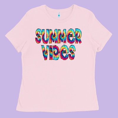 Summer Vibes Tie Dye Doodle Ladies Tee Designed By Cowcowdesign