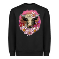 Black v.d lotus and cow Heavyweight Sweatshirt - AdoDesignShop