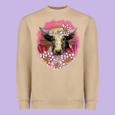 V.d Lotus And Cow Heavyweight Sweatshirt Designed By Adodesignshop