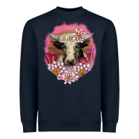 Navy v.d lotus and cow Heavyweight Sweatshirt - AdoDesignShop