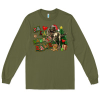 Army Green Fa La La Trex Christmas Long Sleeve Tee - FaDigitalArtStudio