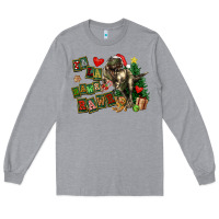 Heather Grey Fa La La Trex Christmas Long Sleeve Tee - FaDigitalArtStudio