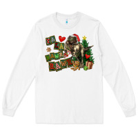 White Fa La La Trex Christmas Long Sleeve Tee - FaDigitalArtStudio