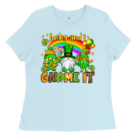 Baby Blue St. Patrick's Lucky and i gnome it Ladies Tee - OliviaCreatesArt