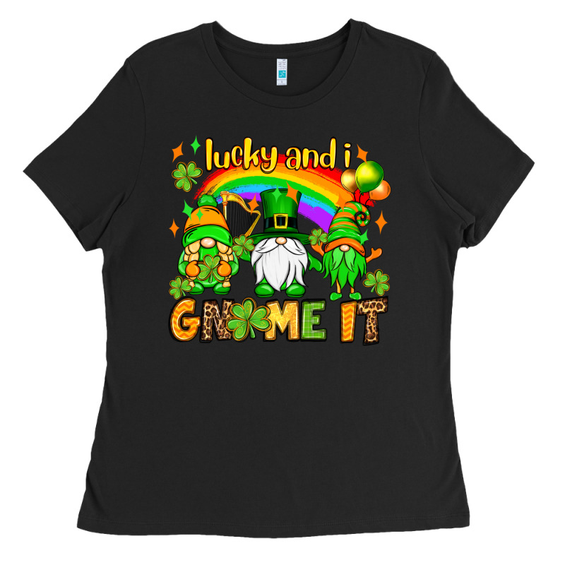 St. Patrick's Lucky And I Gnome It Ladies Tee by OliviaCreatesArt | Teevron